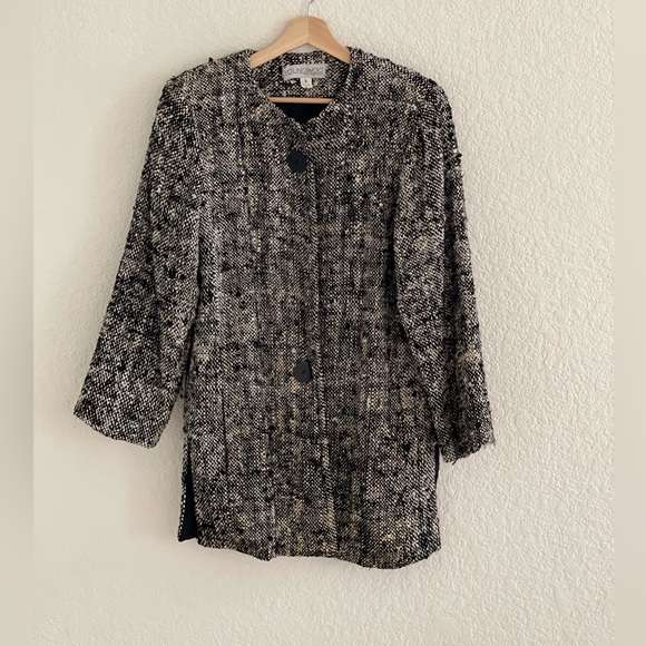 Vintage Young Woo San Francisco Tweed Marled Oversized Structured Coat - Picture 1 of 4